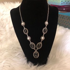 New Sterling Silver Pearl & Black Onyx Necklace